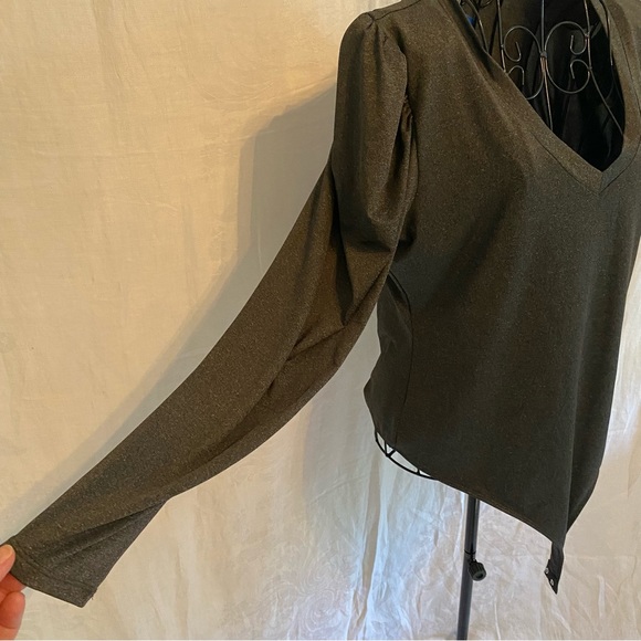 NWT XL Melrose and Market grey, long sleeved puff shoulder body suite - Picture 3 of 6